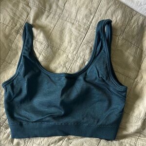 Teal Ribbed Women's Sports Bra